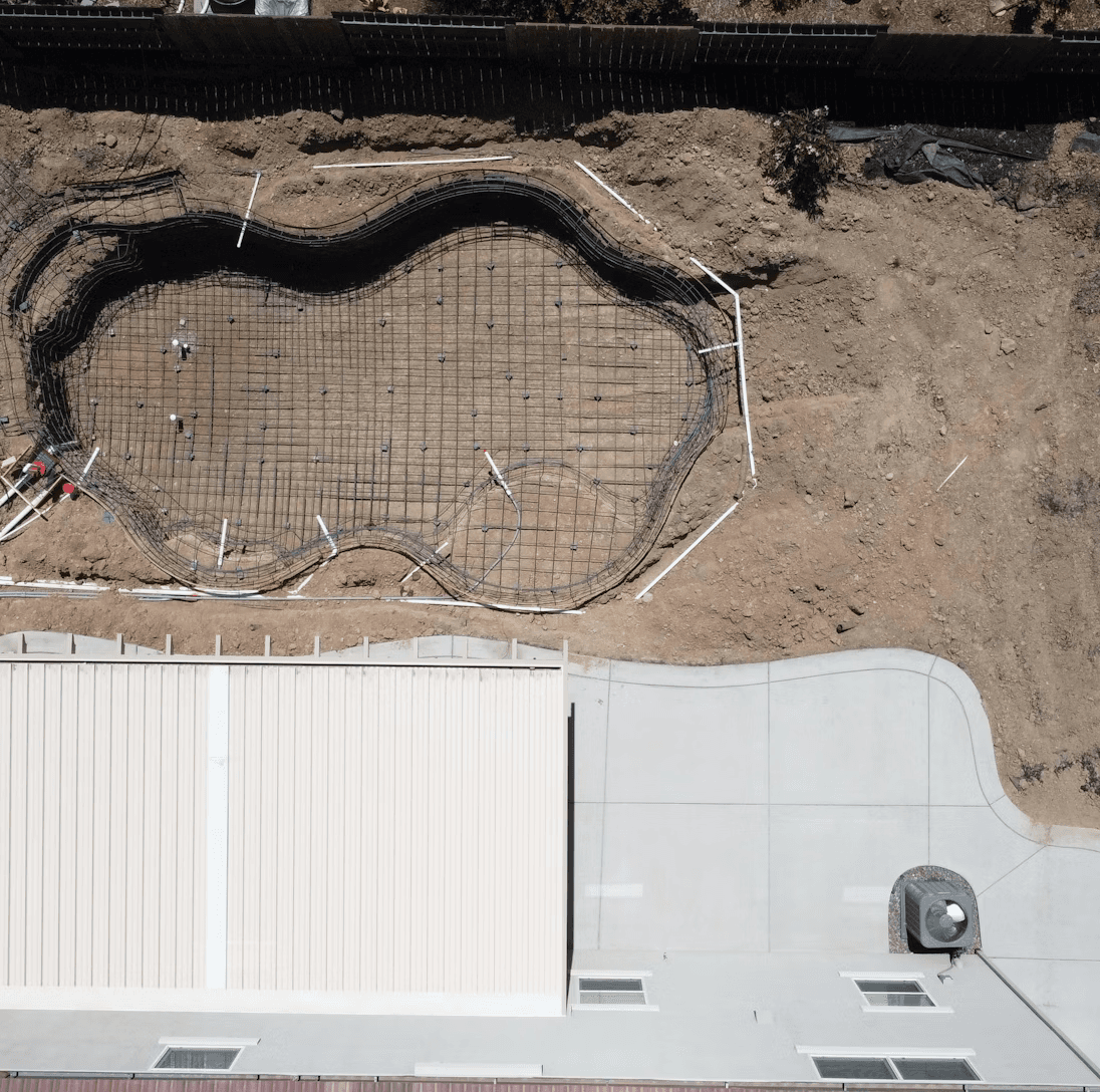 Pool construction aerial view