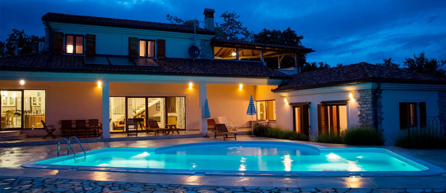 Yellow house with blue sky